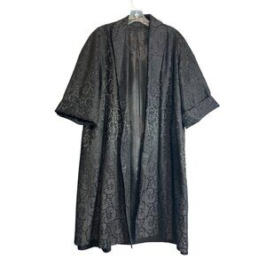 Vintage 1950s Black Brocade Opera Swing Coat